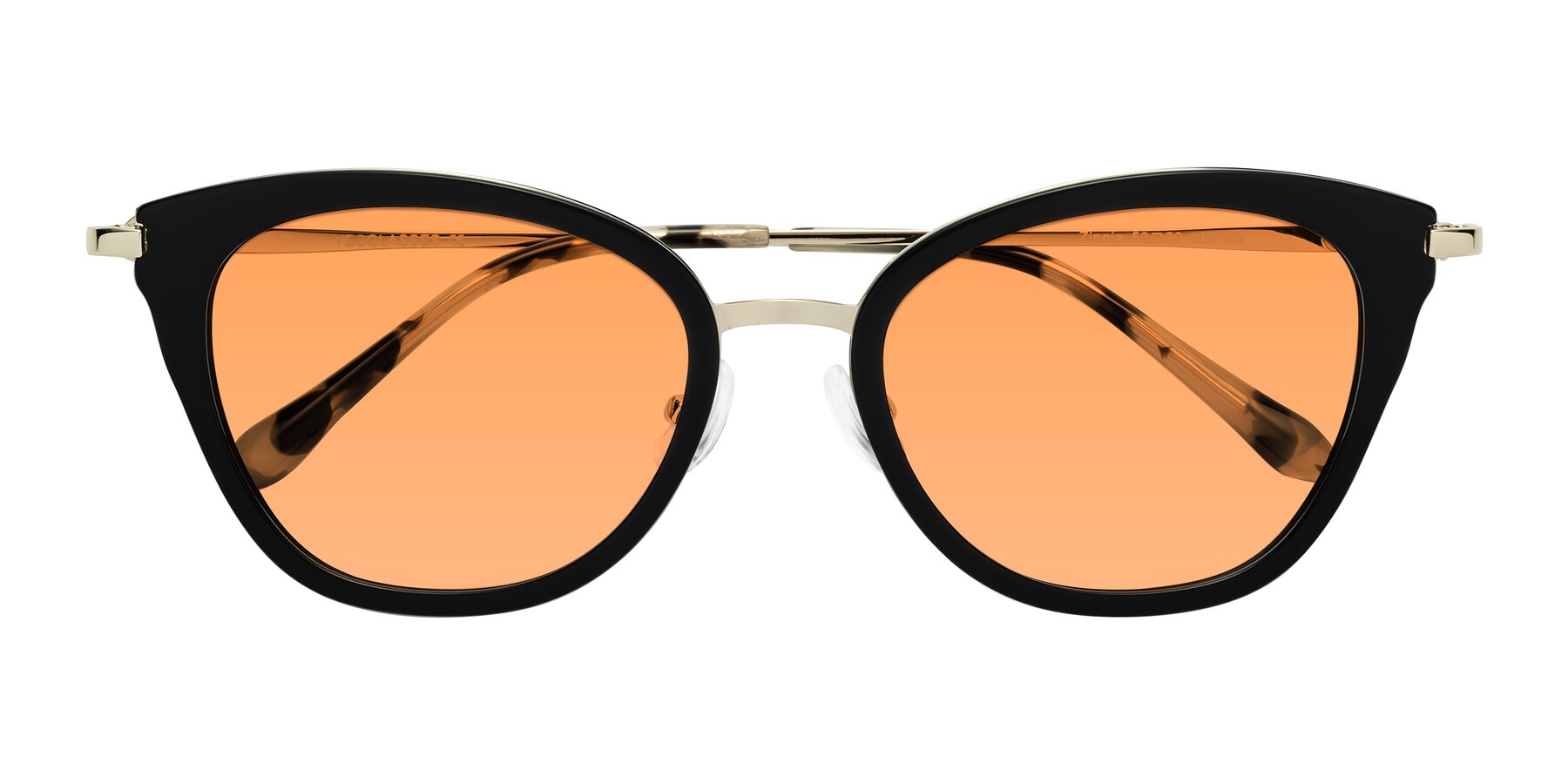 Folded Front of Zinnia in Black with Medium Orange Tinted Lenses