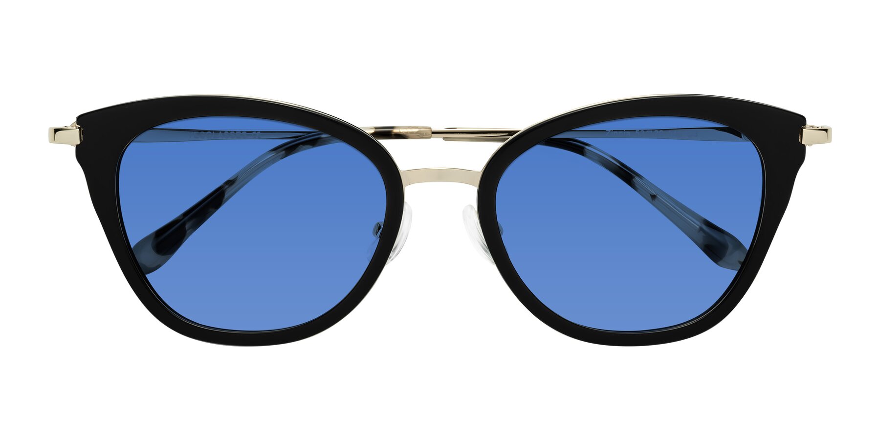 Folded Front of Zinnia in Black with Blue Tinted Lenses