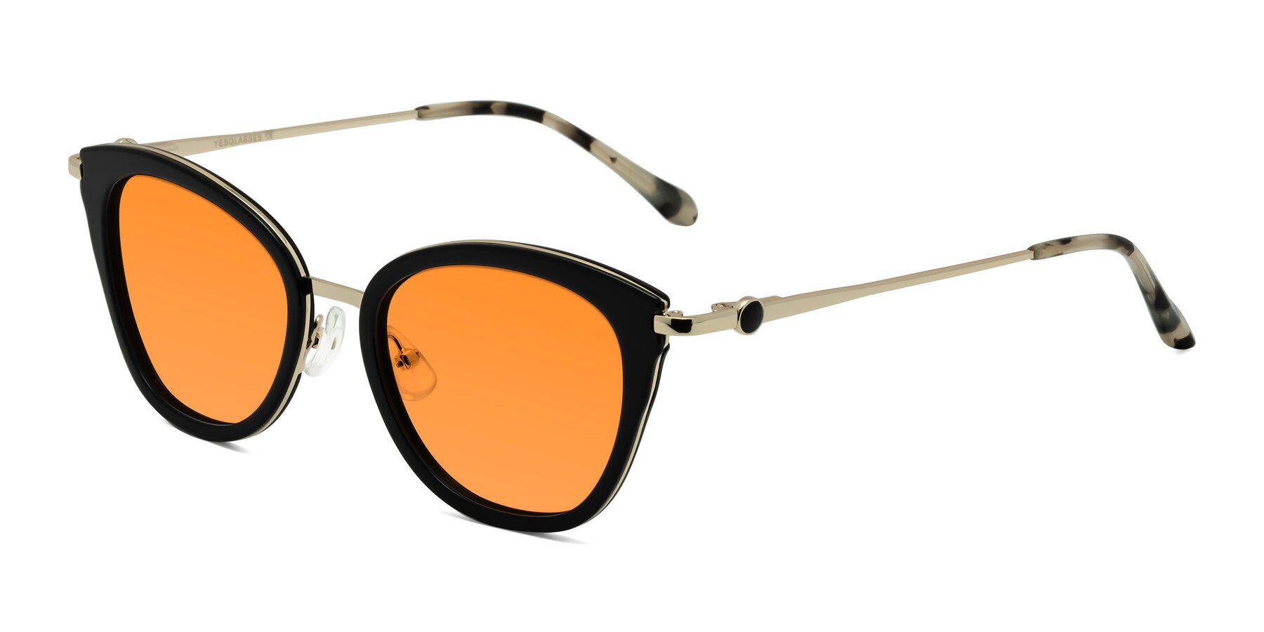 Angle of Zinnia in Black with Orange Tinted Lenses