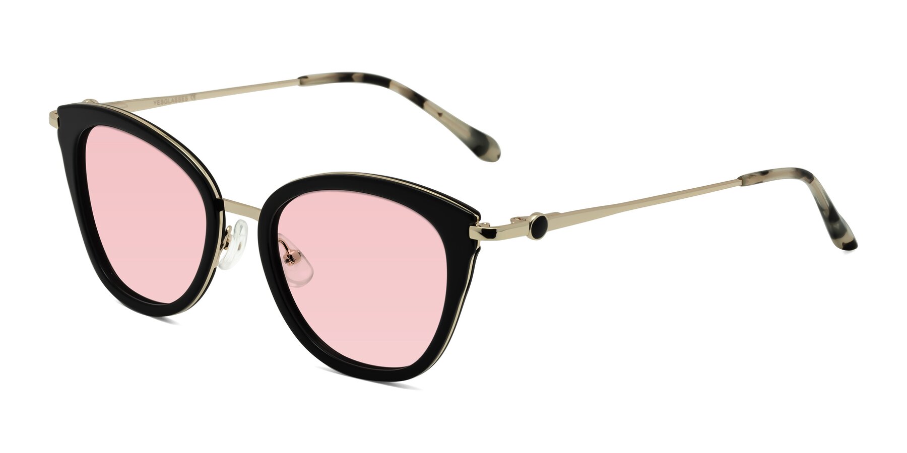 Angle of Zinnia in Black with Light Garnet Tinted Lenses