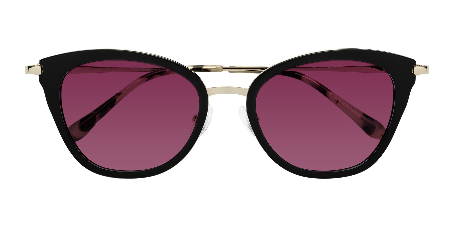 Folded Front of Zinnia in Black with Wine Tinted Lenses