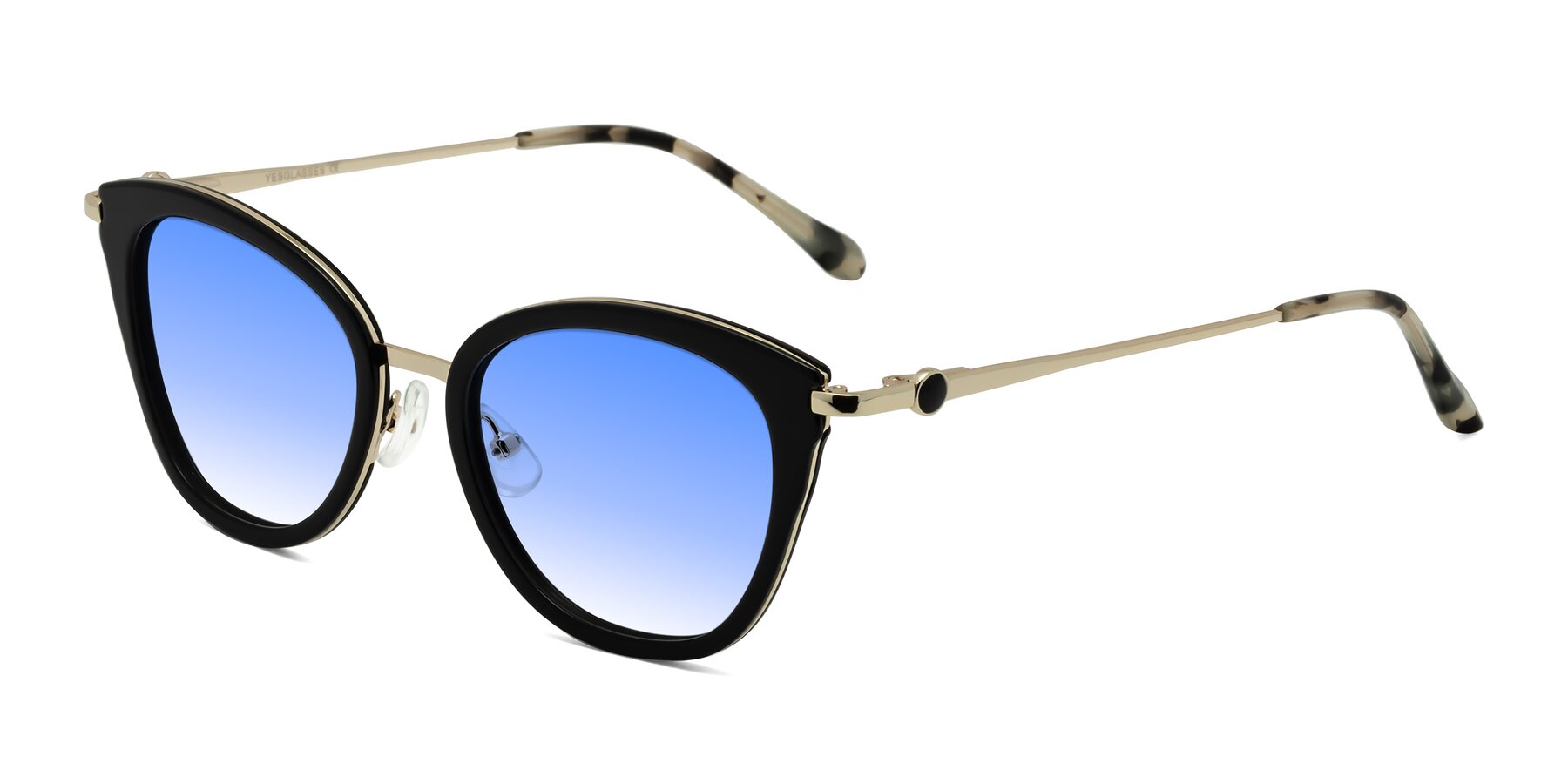 Angle of Zinnia in Black with Blue Gradient Lenses