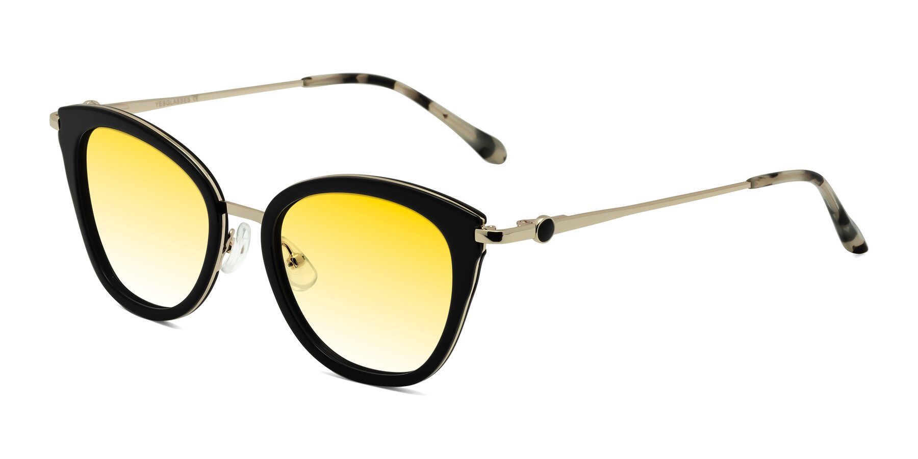 Angle of Zinnia in Black with Yellow Gradient Lenses