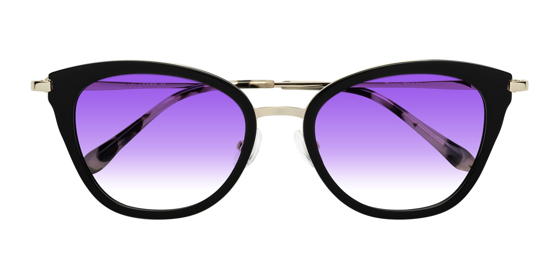 Folded Front of Zinnia in Black with Purple Gradient Lenses