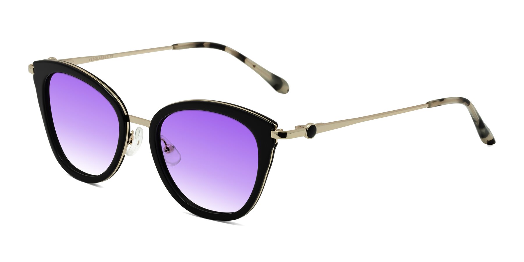 Angle of Zinnia in Black with Purple Gradient Lenses