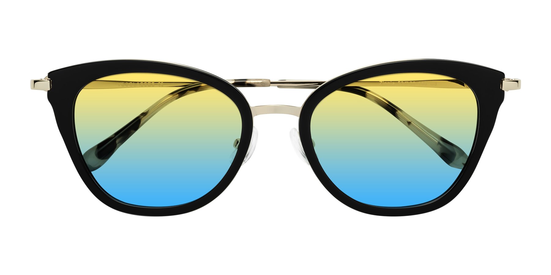 Folded Front of Zinnia in Black with Yellow / Blue Gradient Lenses