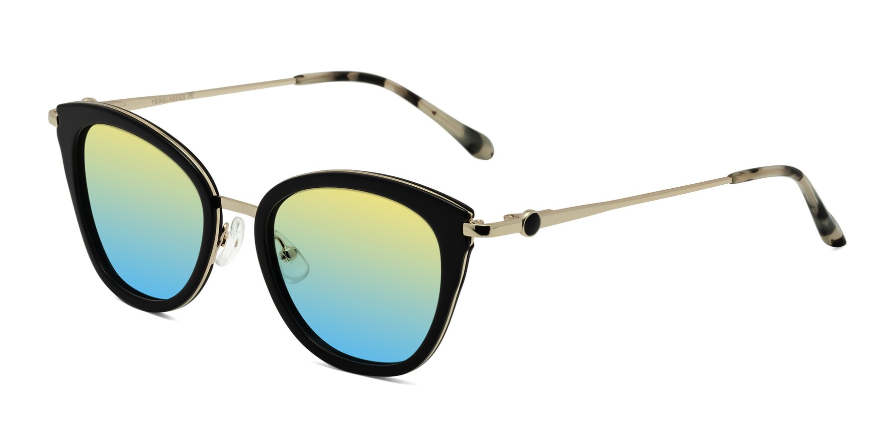 Angle of Zinnia in Black with Yellow / Blue Gradient Lenses