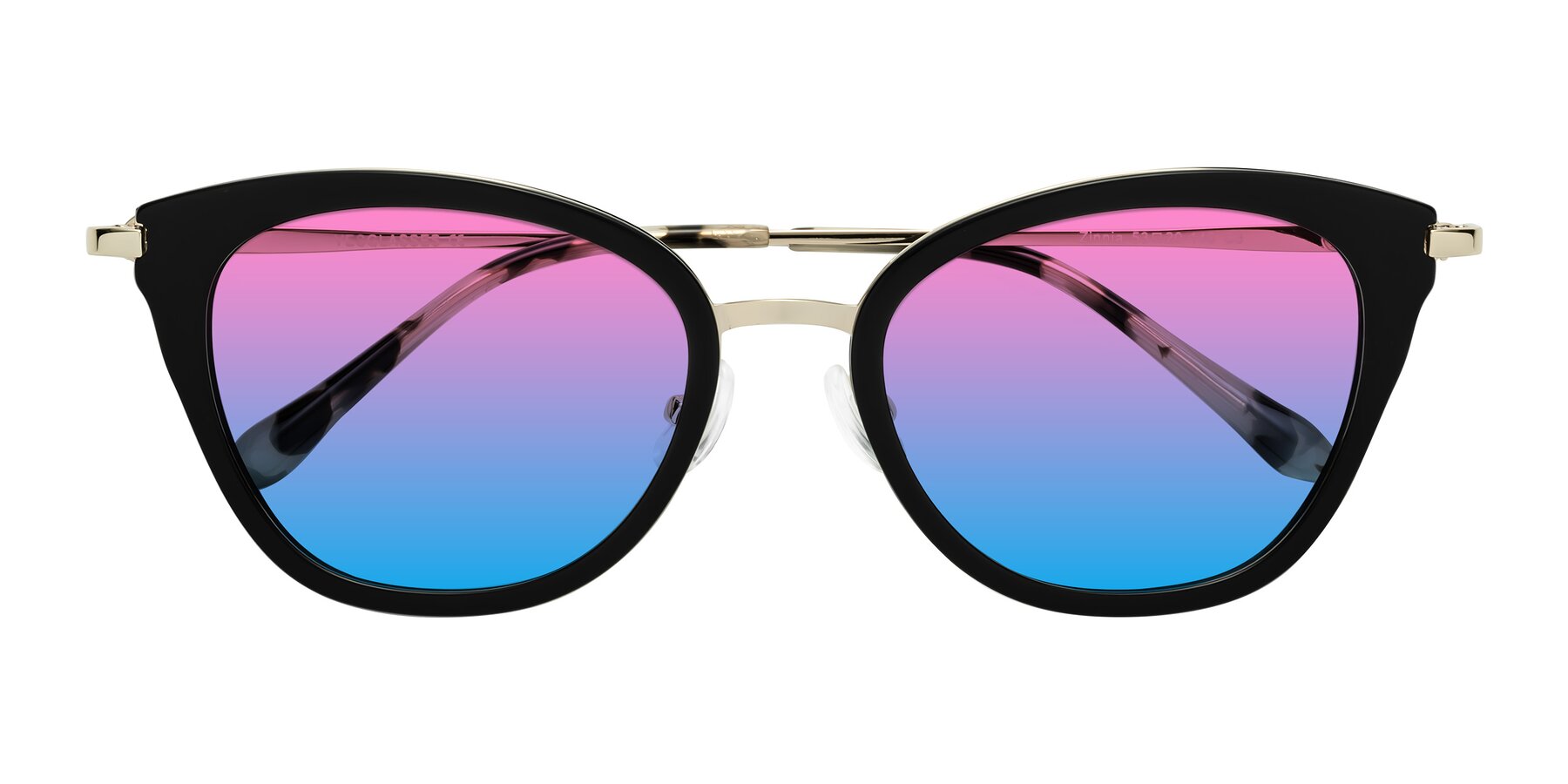 Folded Front of Zinnia in Black with Pink / Blue Gradient Lenses