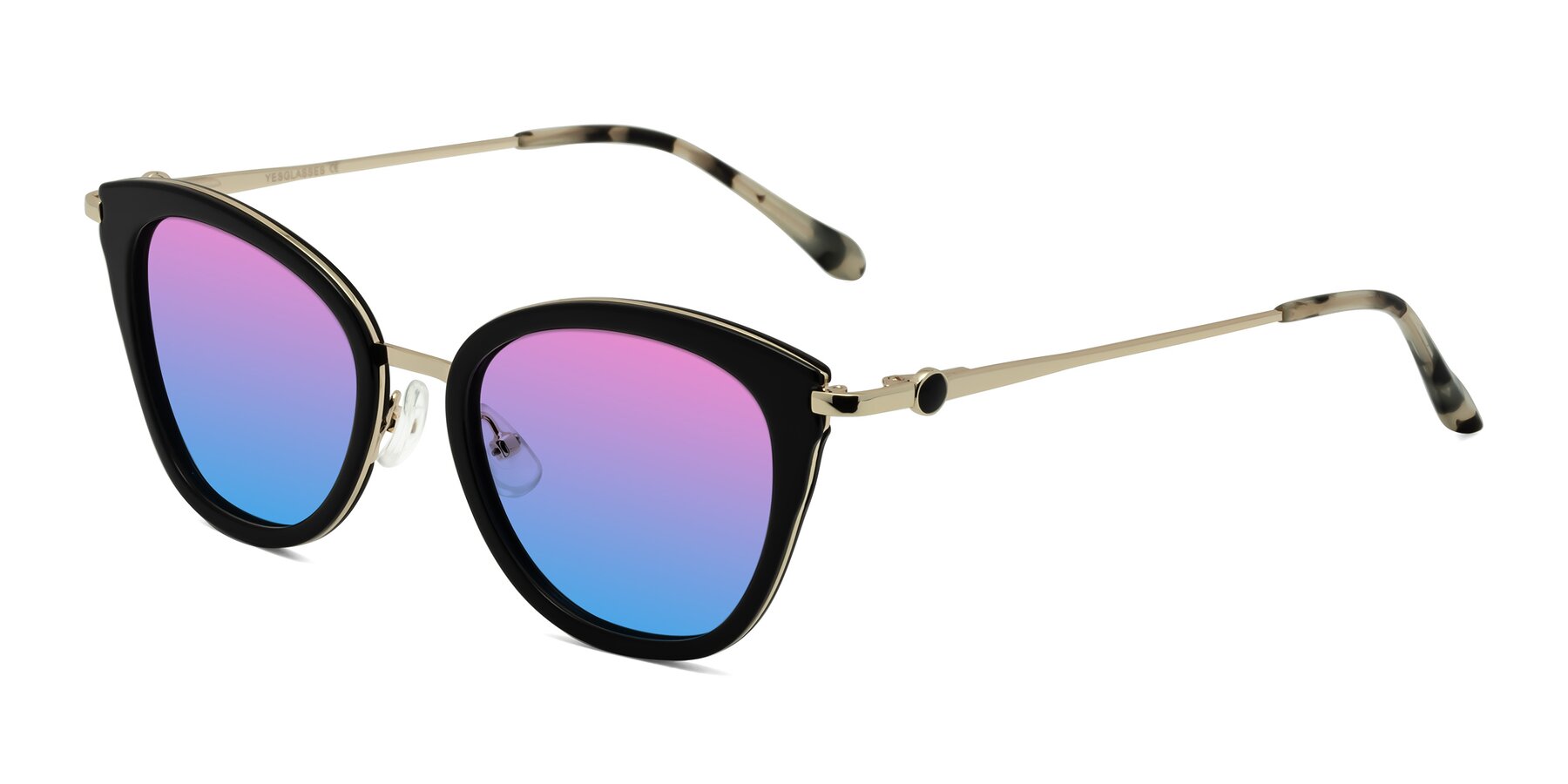 Angle of Zinnia in Black with Pink / Blue Gradient Lenses