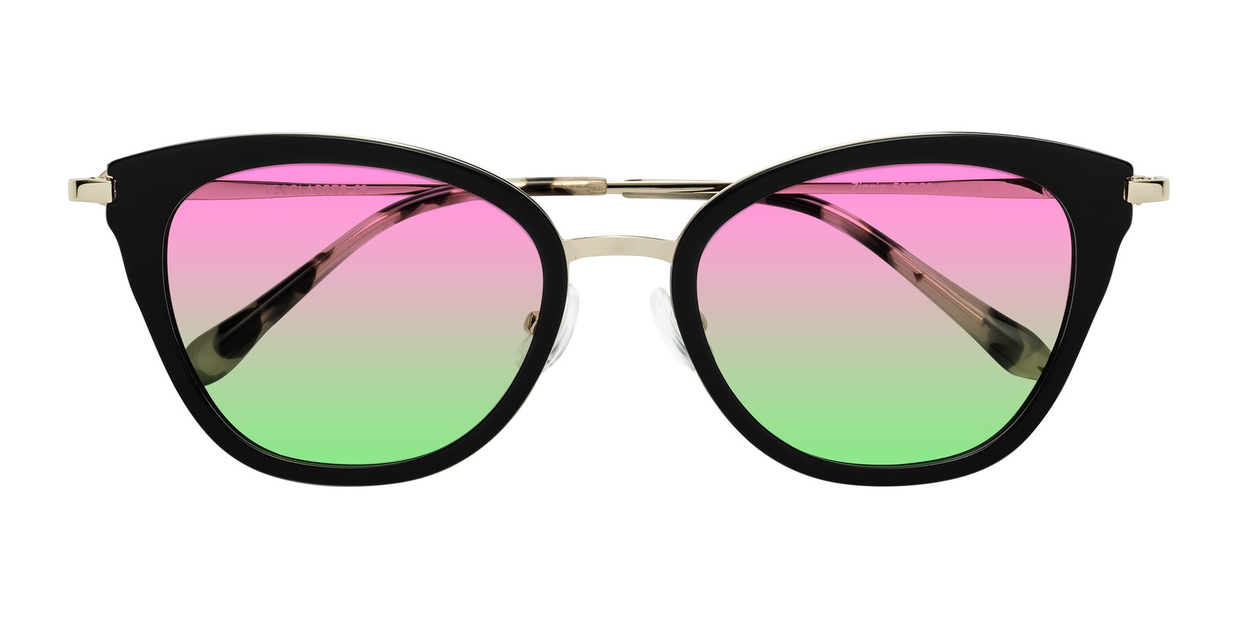 Folded Front of Zinnia in Black with Pink / Green Gradient Lenses