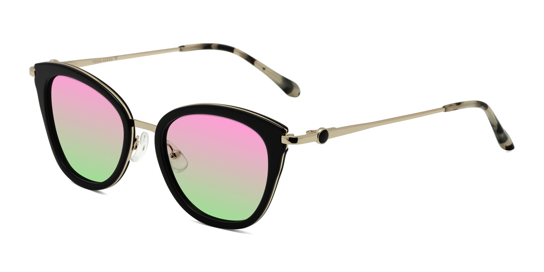 Angle of Zinnia in Black with Pink / Green Gradient Lenses