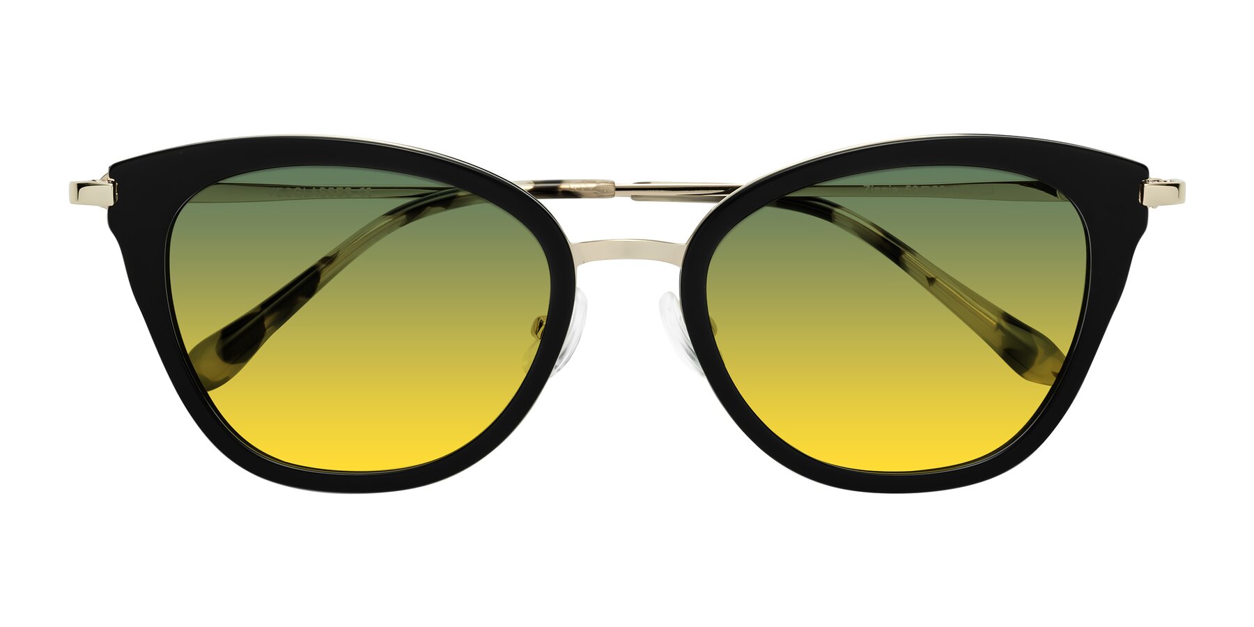 Folded Front of Zinnia in Black with Green / Yellow Gradient Lenses