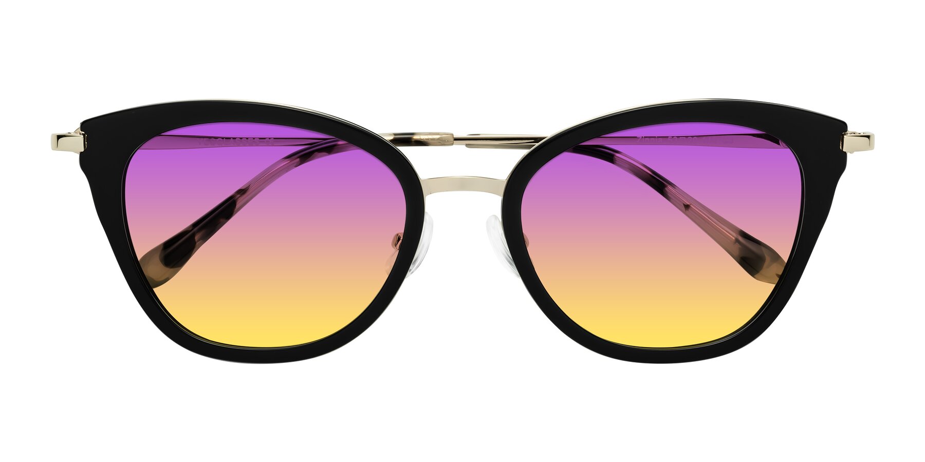 Folded Front of Zinnia in Black with Purple / Yellow Gradient Lenses