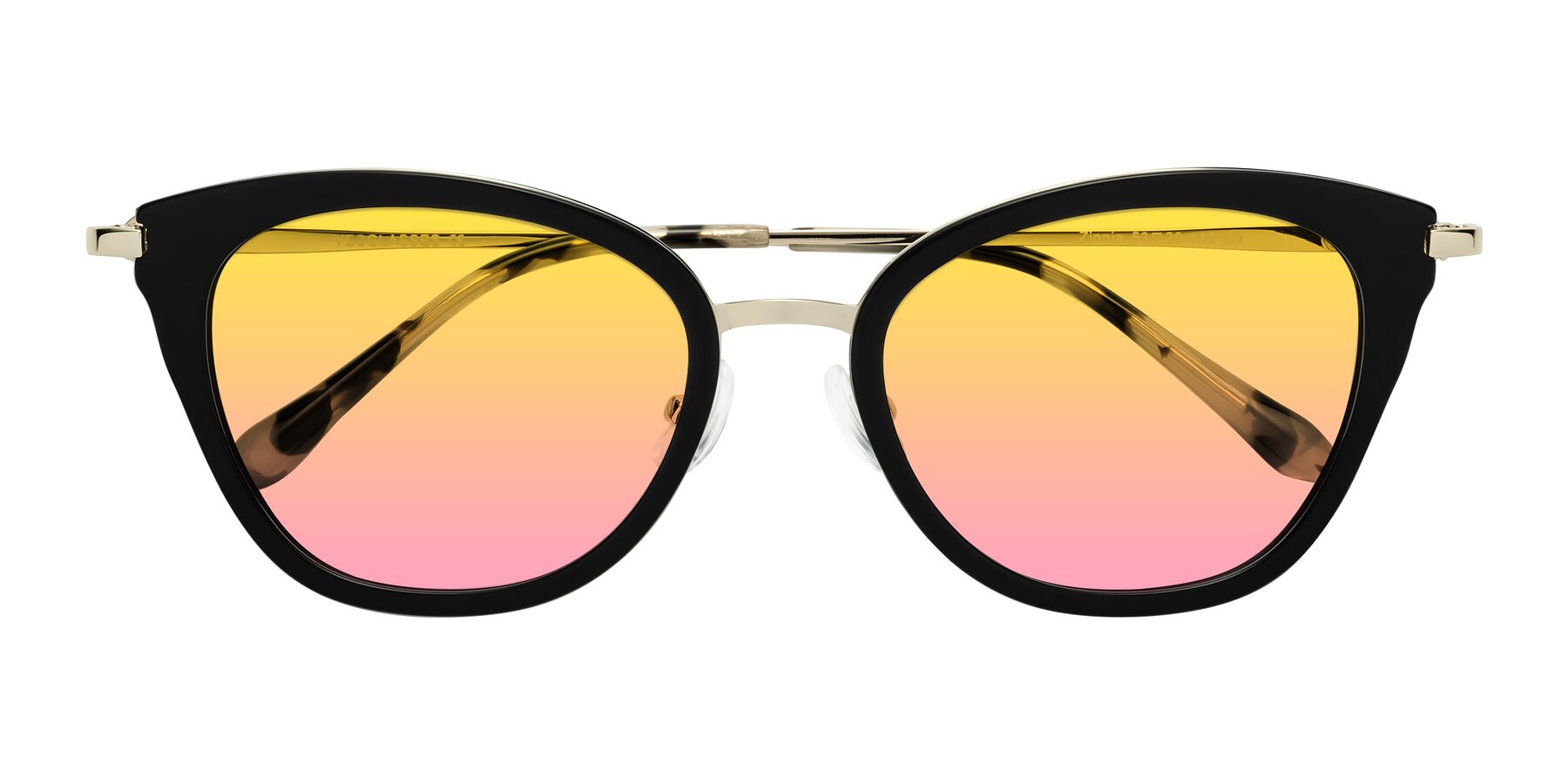 Folded Front of Zinnia in Black with Yellow / Pink Gradient Lenses