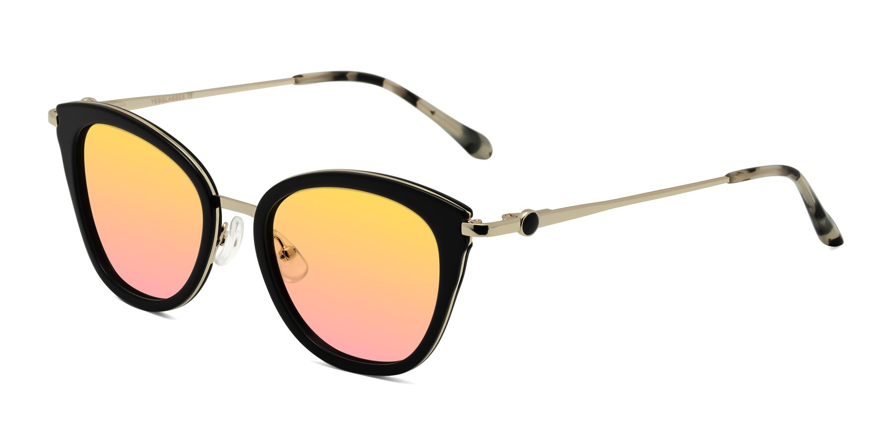 Angle of Zinnia in Black with Yellow / Pink Gradient Lenses