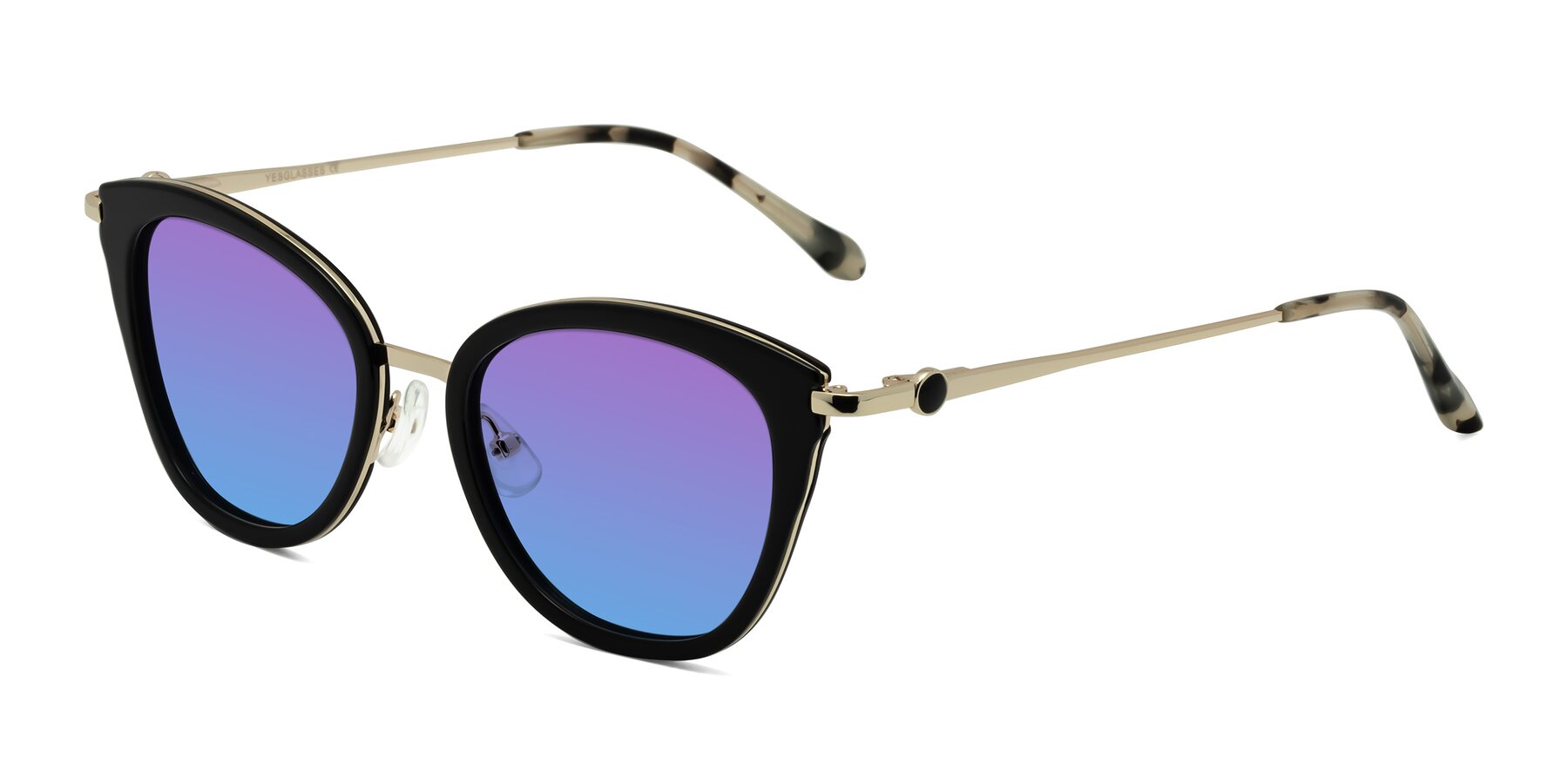 Angle of Zinnia in Black with Purple / Blue Gradient Lenses