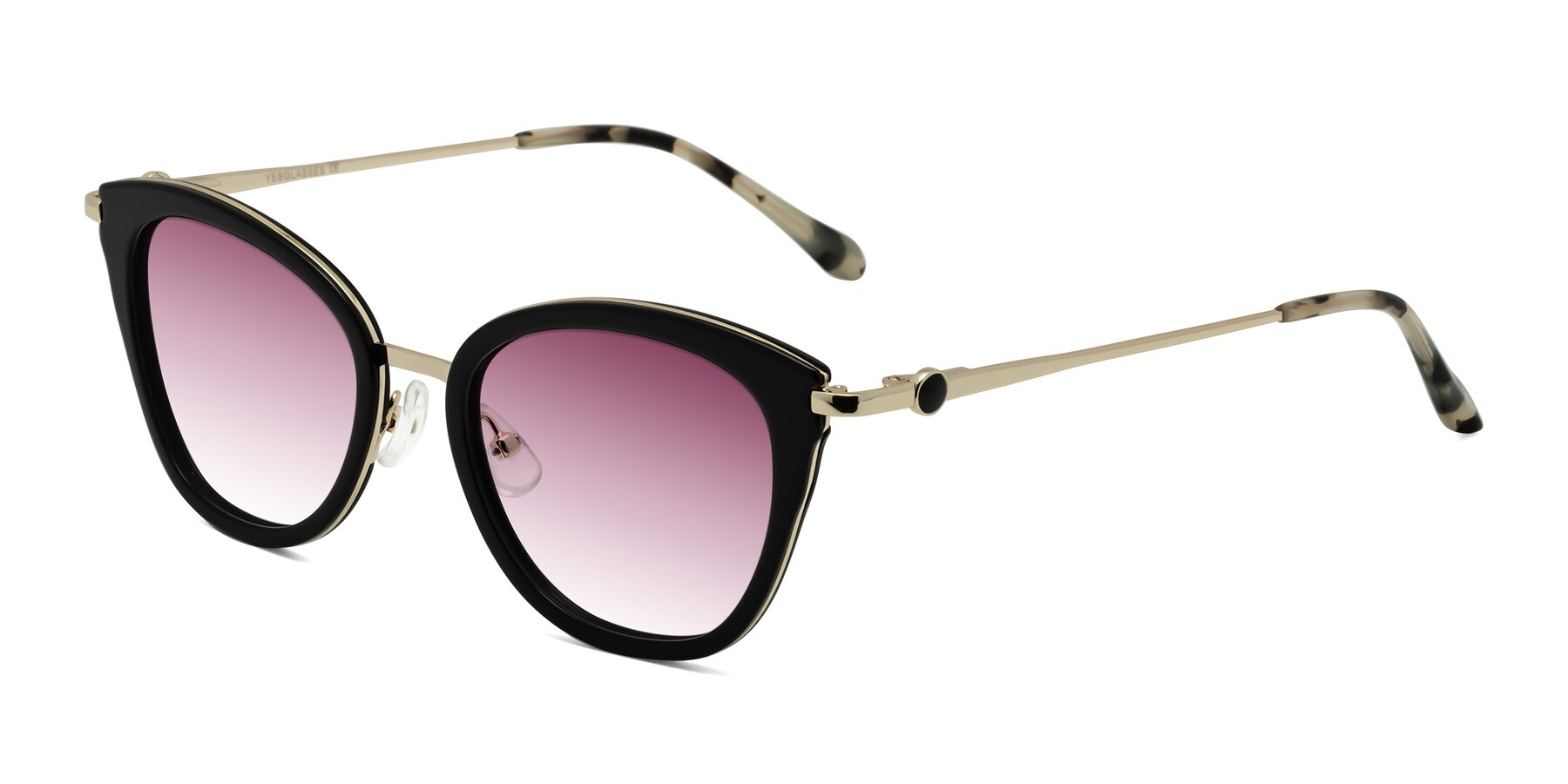 Angle of Zinnia in Black with Wine Gradient Lenses