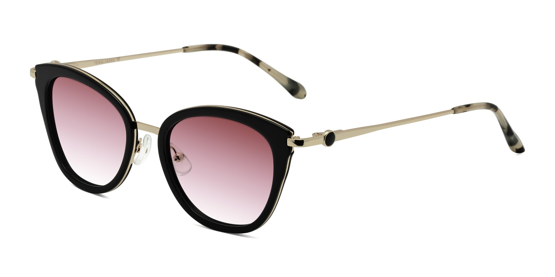 Angle of Zinnia in Black with Garnet Gradient Lenses