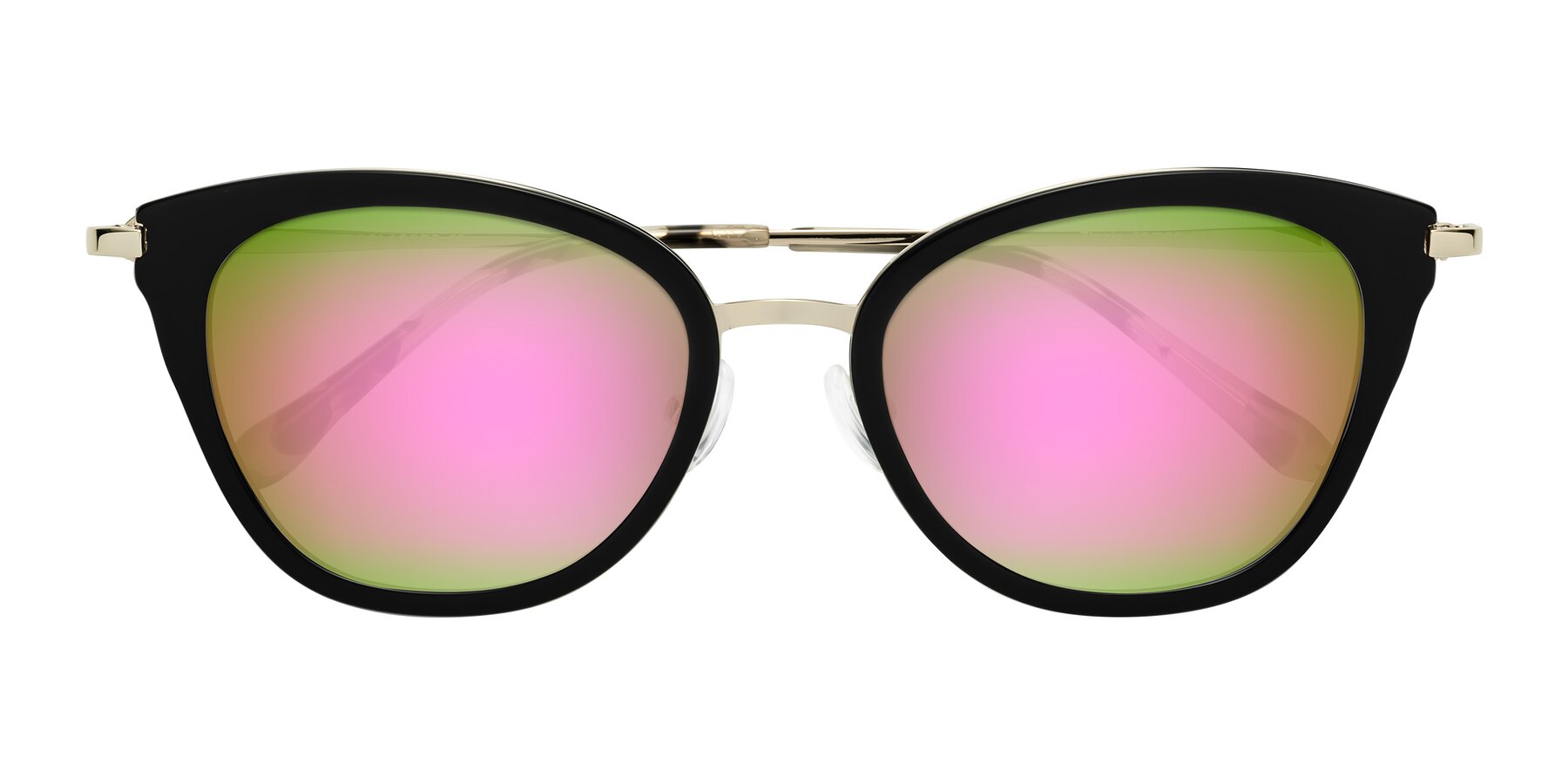 Folded Front of Zinnia in Black with Pink Mirrored Lenses