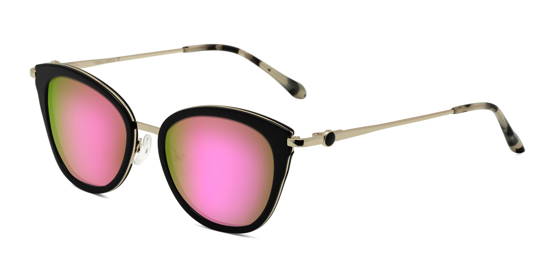 Angle of Zinnia in Black with Pink Mirrored Lenses