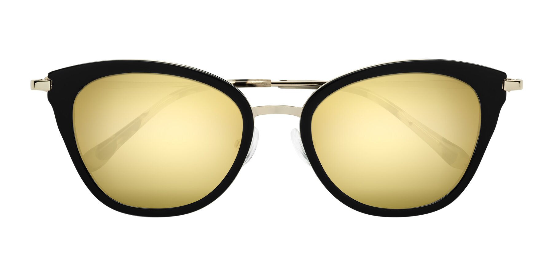 Folded Front of Zinnia in Black with Gold Mirrored Lenses