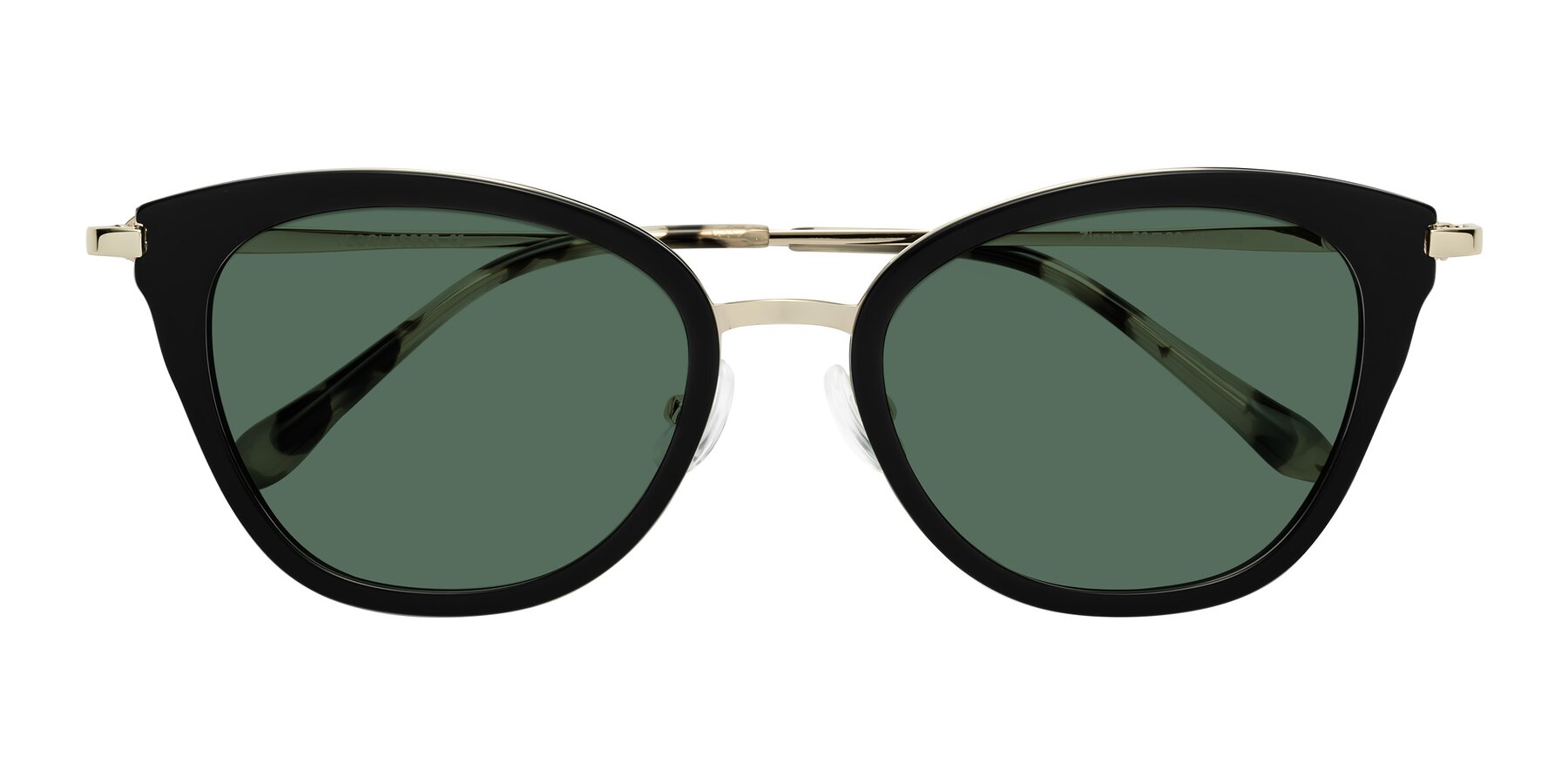 Folded Front of Zinnia in Black with Green Polarized Lenses