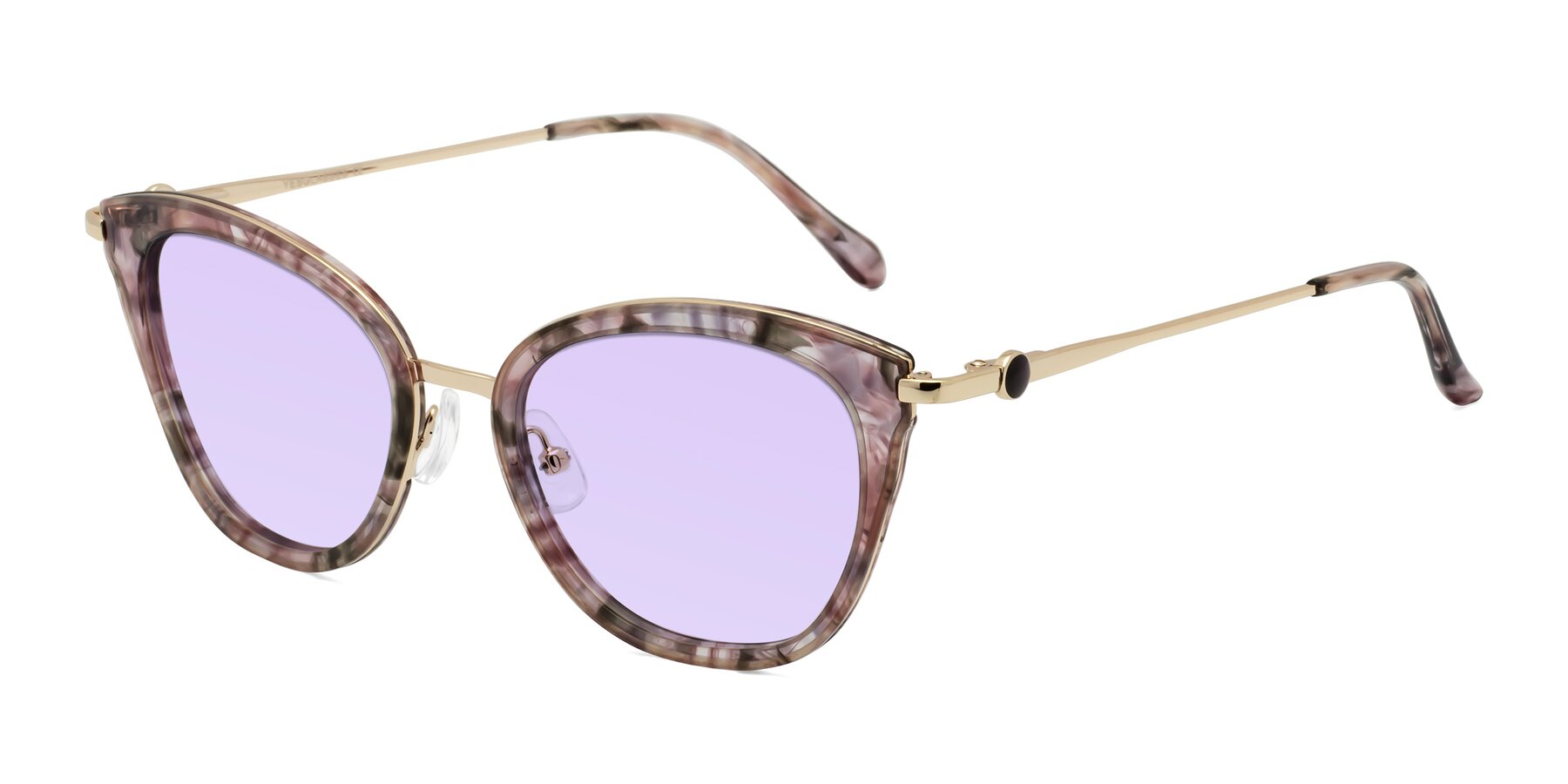 Angle of Zinnia in Purple Floral with Light Purple Tinted Lenses