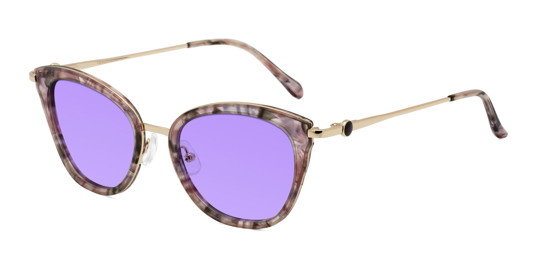 Angle of Zinnia in Purple Floral with Medium Purple Tinted Lenses