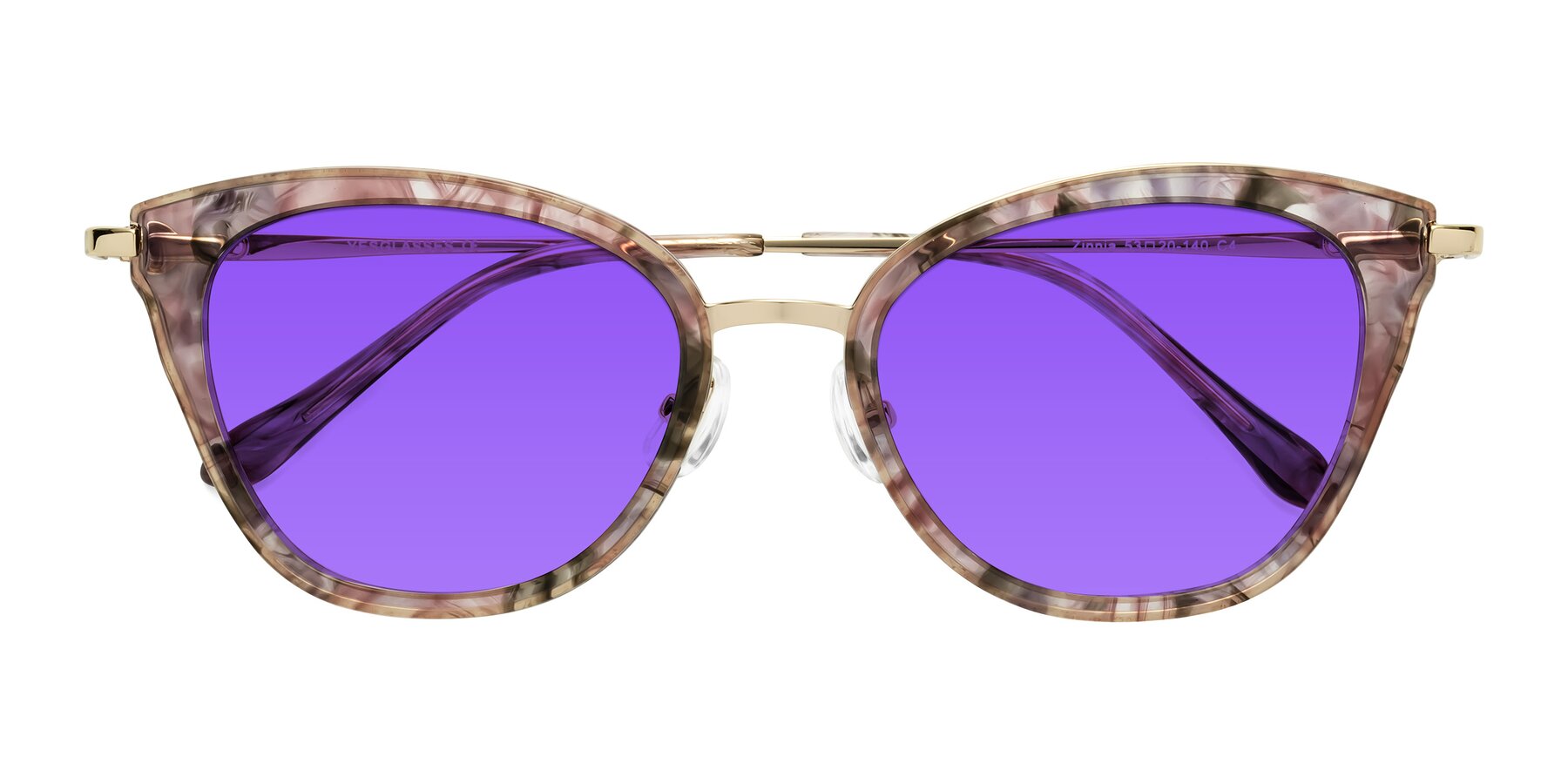 Folded Front of Zinnia in Purple Floral with Purple Tinted Lenses