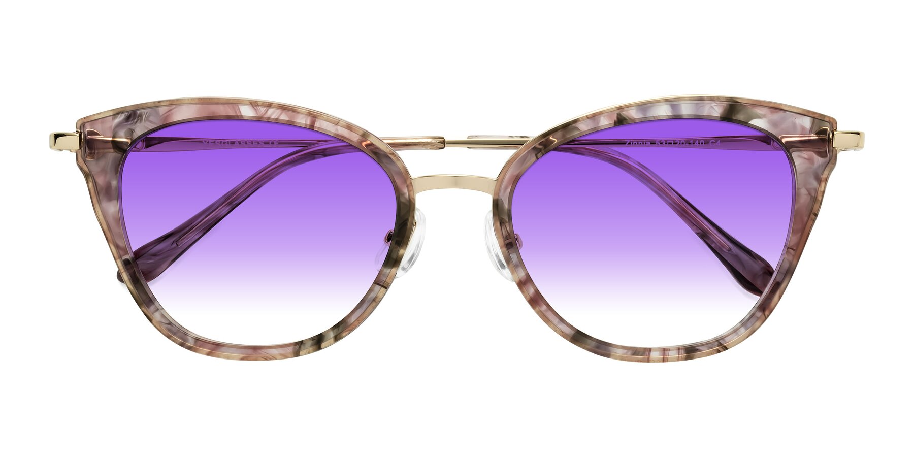 Folded Front of Zinnia in Purple Floral with Purple Gradient Lenses