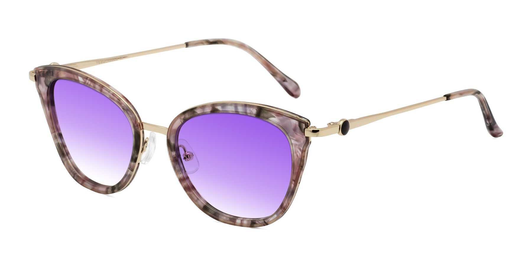 Angle of Zinnia in Purple Floral with Purple Gradient Lenses