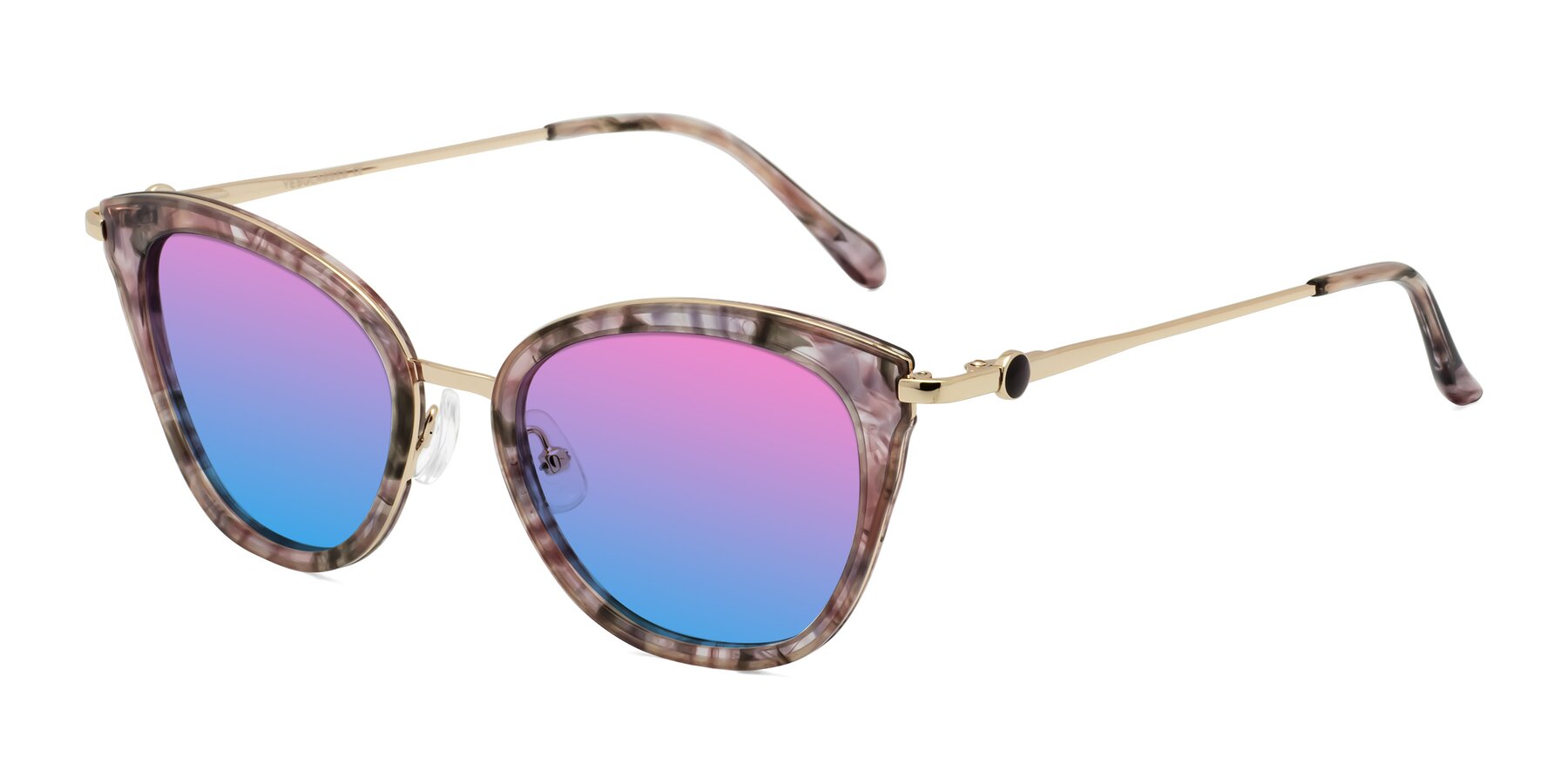 Angle of Zinnia in Purple Floral with Pink / Blue Gradient Lenses