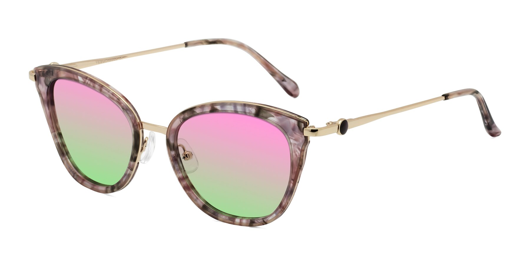 Angle of Zinnia in Purple Floral with Pink / Green Gradient Lenses