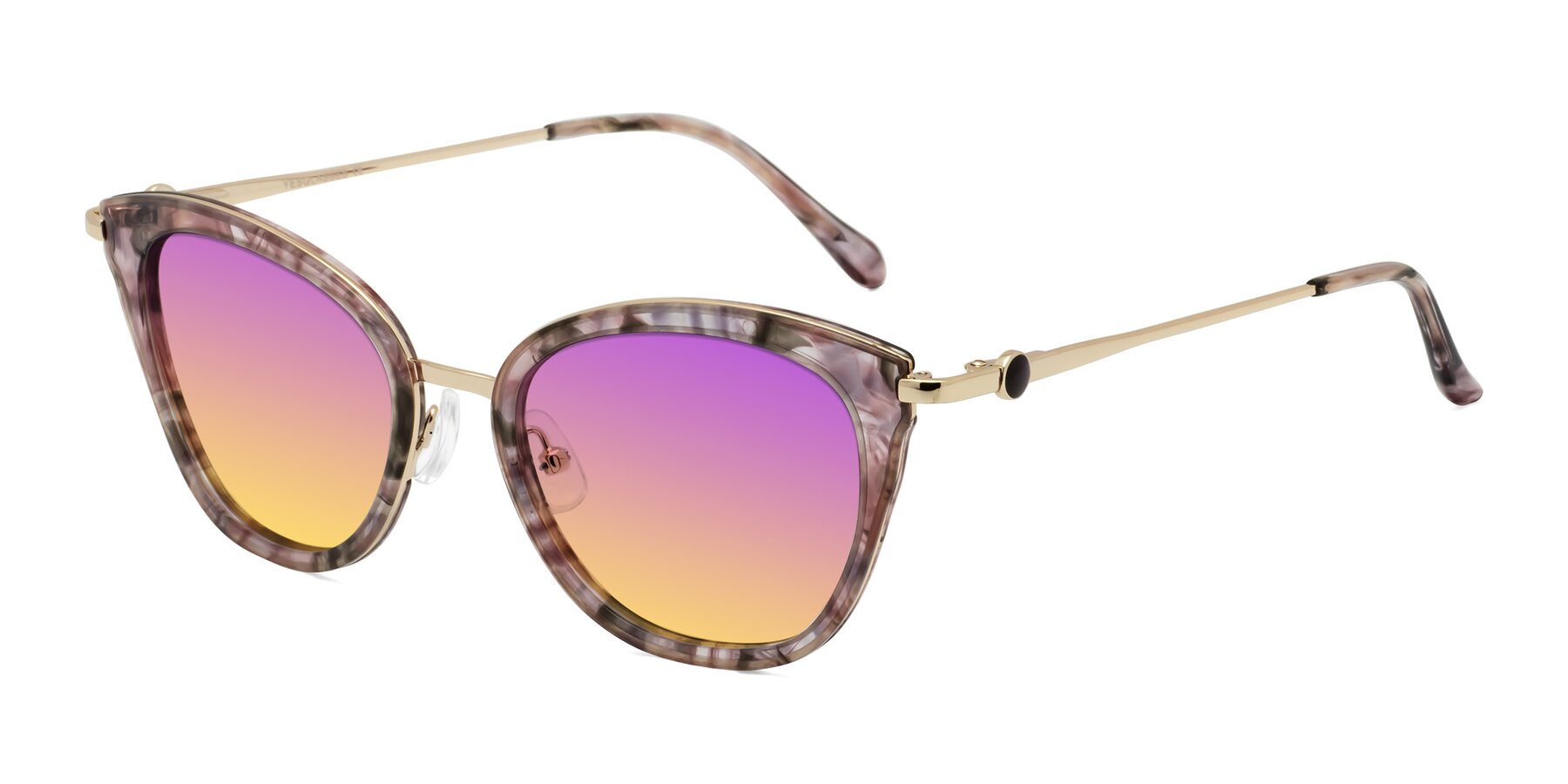 Angle of Zinnia in Purple Floral with Purple / Yellow Gradient Lenses