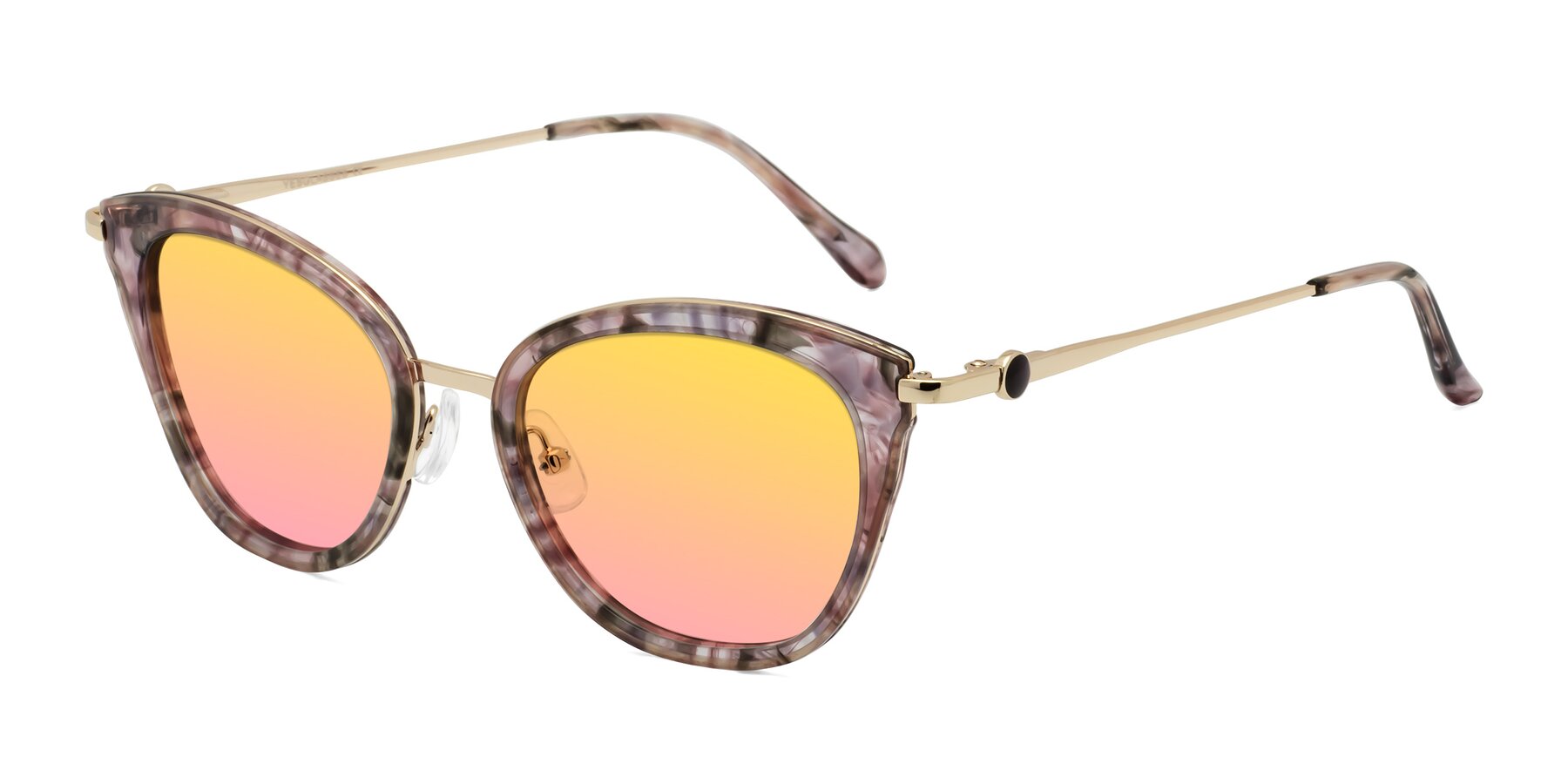 Angle of Zinnia in Purple Floral with Yellow / Pink Gradient Lenses