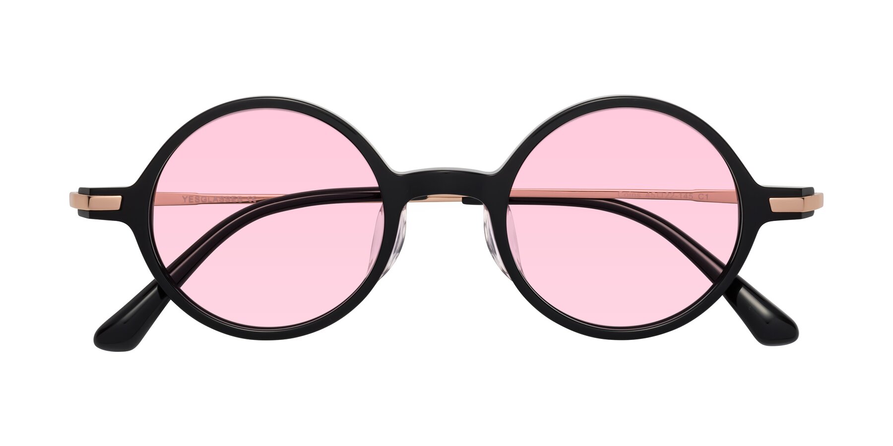 Folded Front of Coins in Black with Light Pink Tinted Lenses