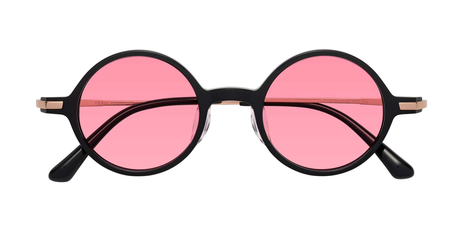 Folded Front of Coins in Black with Pink Tinted Lenses