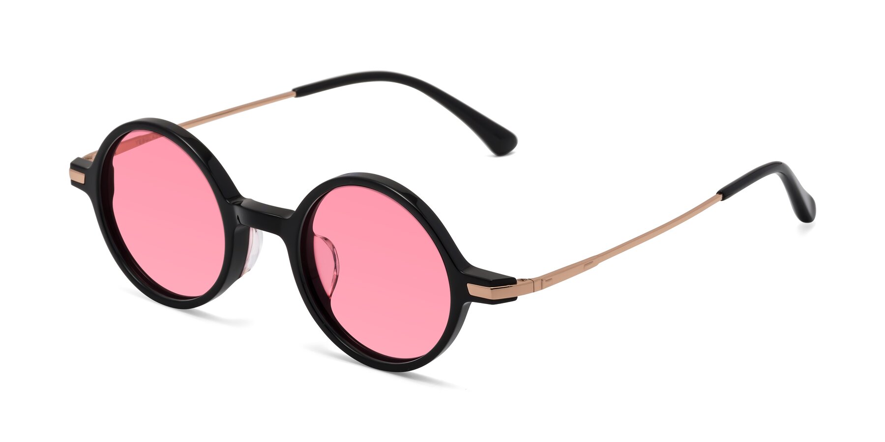 Angle of Coins in Black with Pink Tinted Lenses