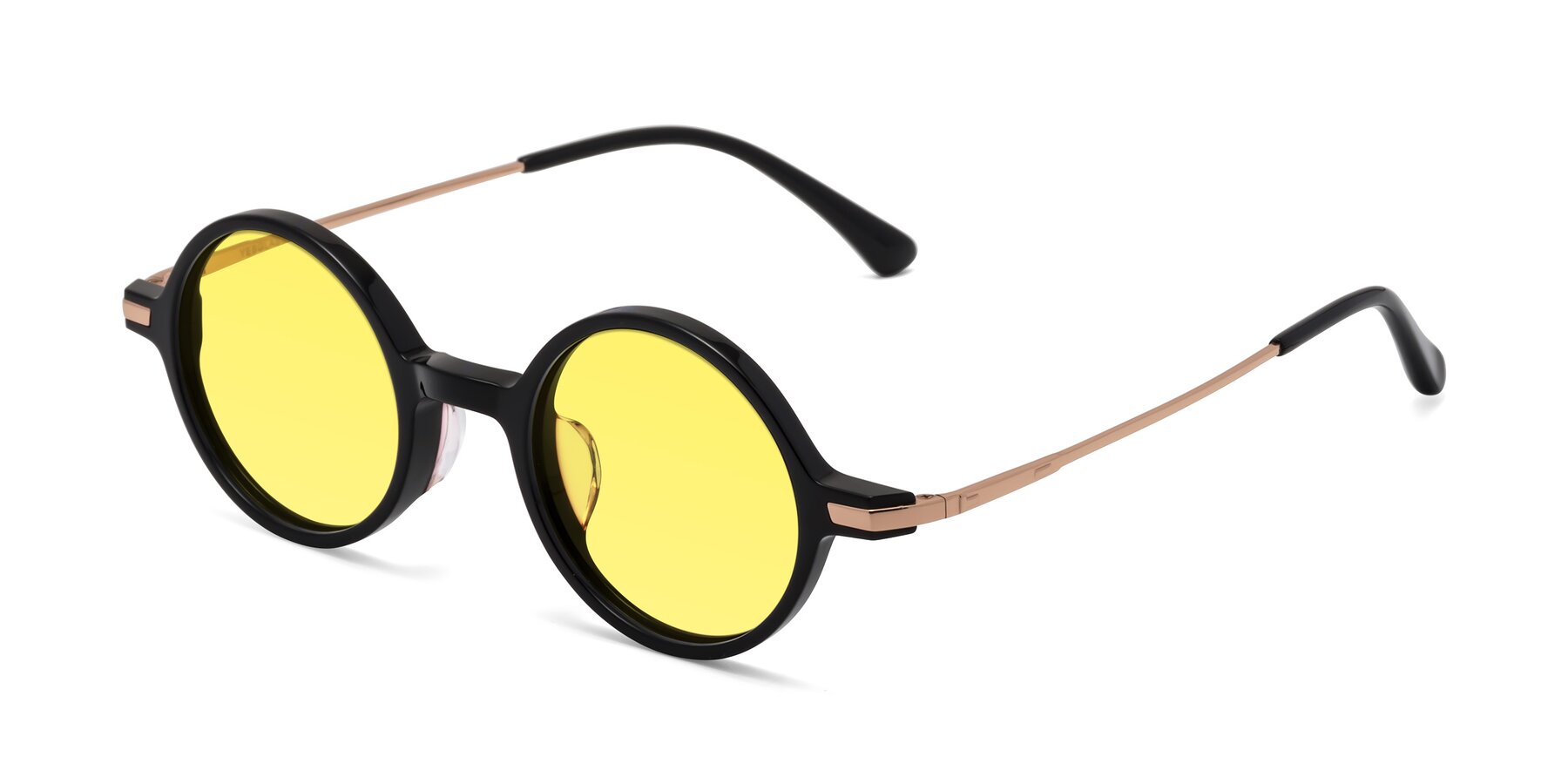 Angle of Coins in Black with Medium Yellow Tinted Lenses