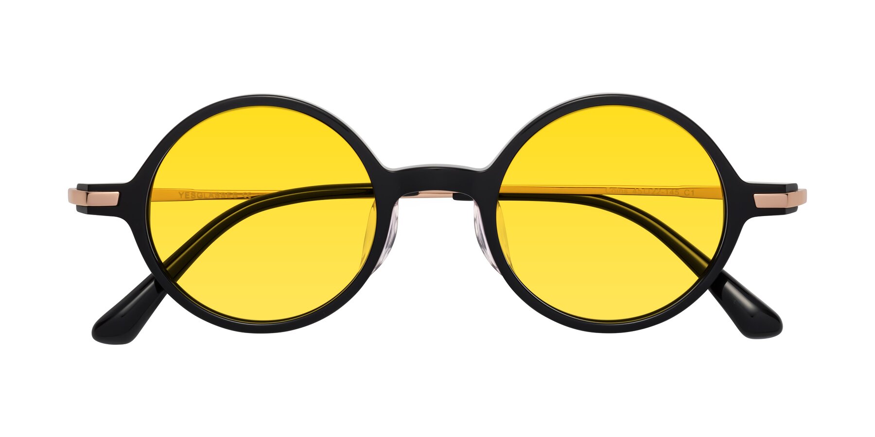 Folded Front of Coins in Black with Yellow Tinted Lenses