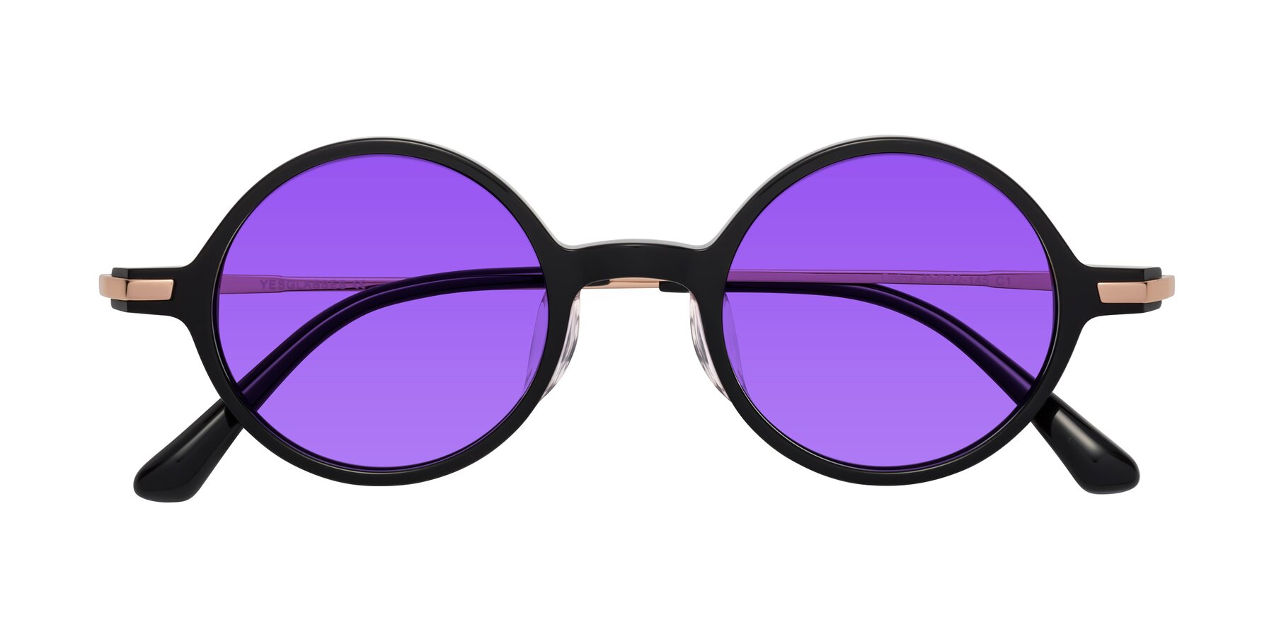 Folded Front of Coins in Black with Purple Tinted Lenses