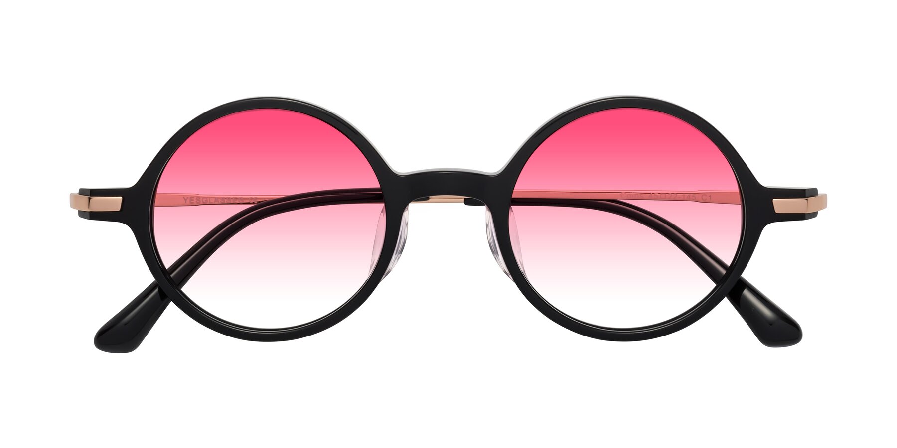 Folded Front of Coins in Black with Pink Gradient Lenses