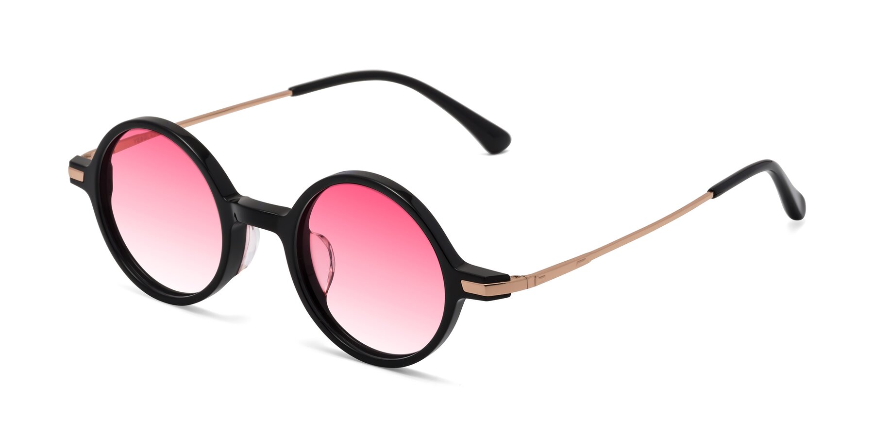 Angle of Coins in Black with Pink Gradient Lenses