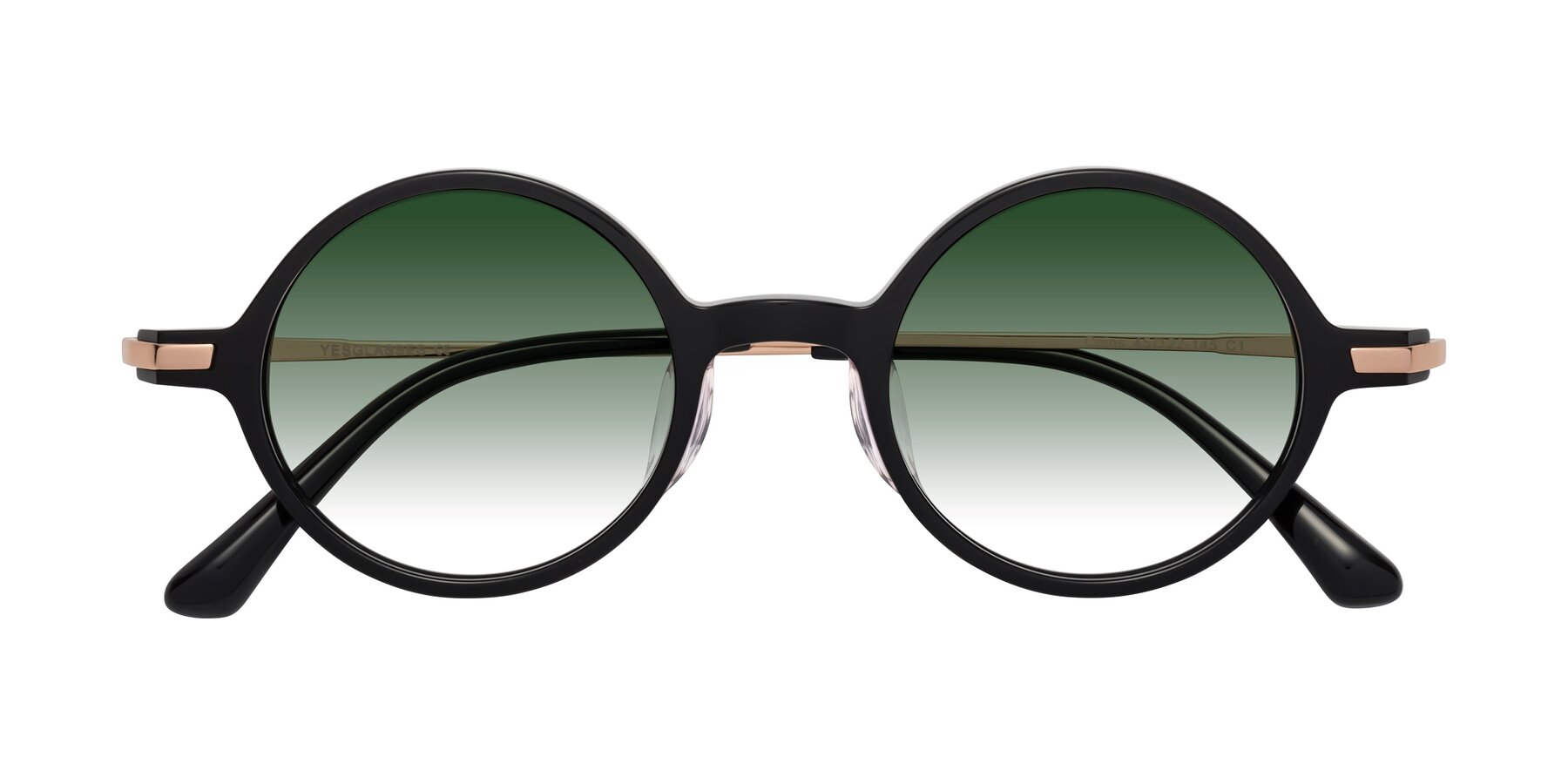 Folded Front of Coins in Black with Green Gradient Lenses