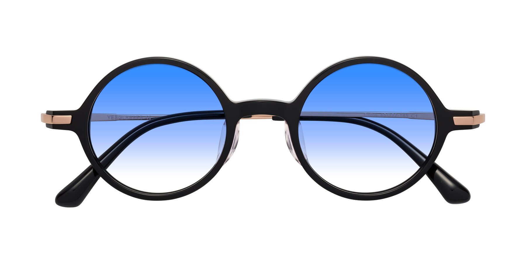 Folded Front of Coins in Black with Blue Gradient Lenses