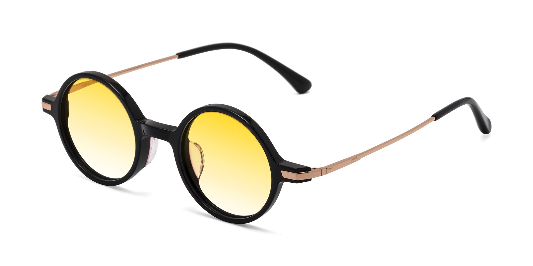 Angle of Coins in Black with Yellow Gradient Lenses