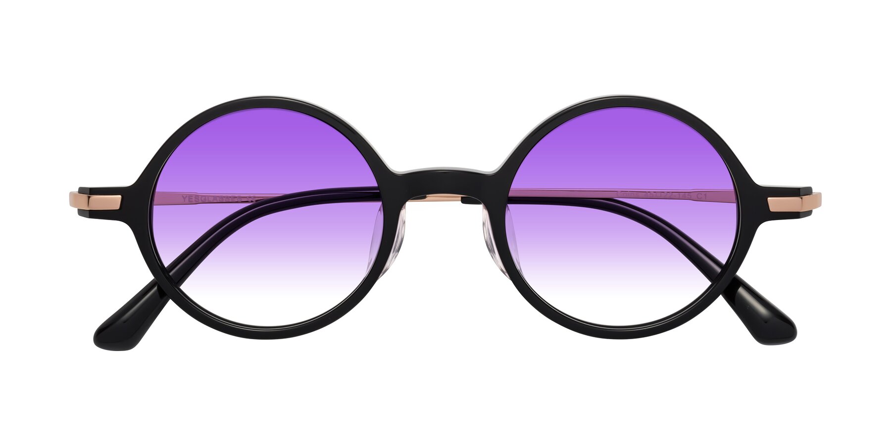 Folded Front of Coins in Black with Purple Gradient Lenses