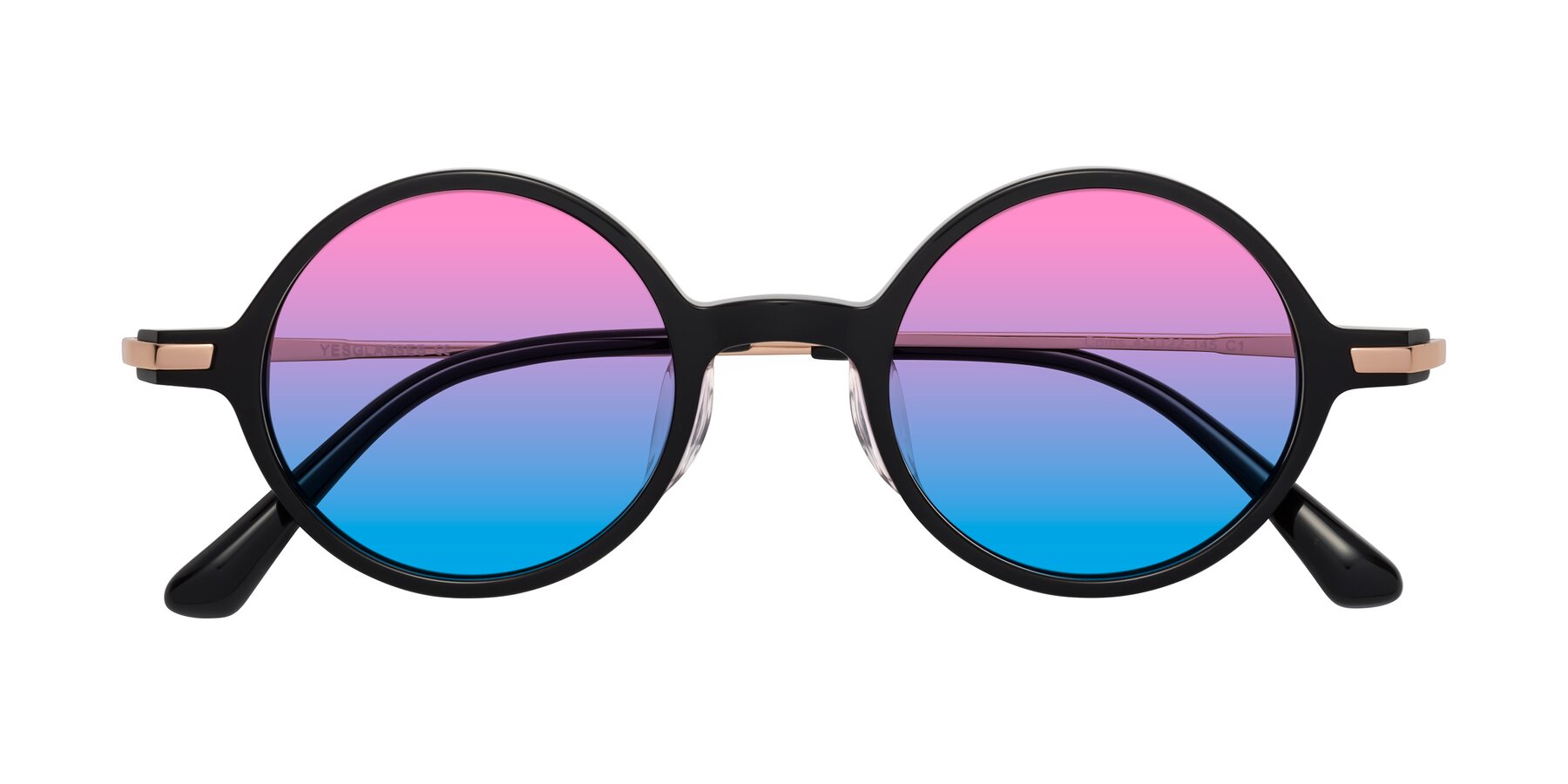 Folded Front of Coins in Black with Pink / Blue Gradient Lenses