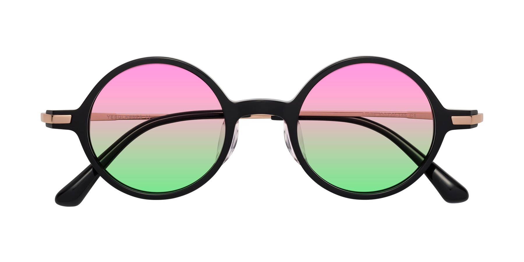 Folded Front of Coins in Black with Pink / Green Gradient Lenses