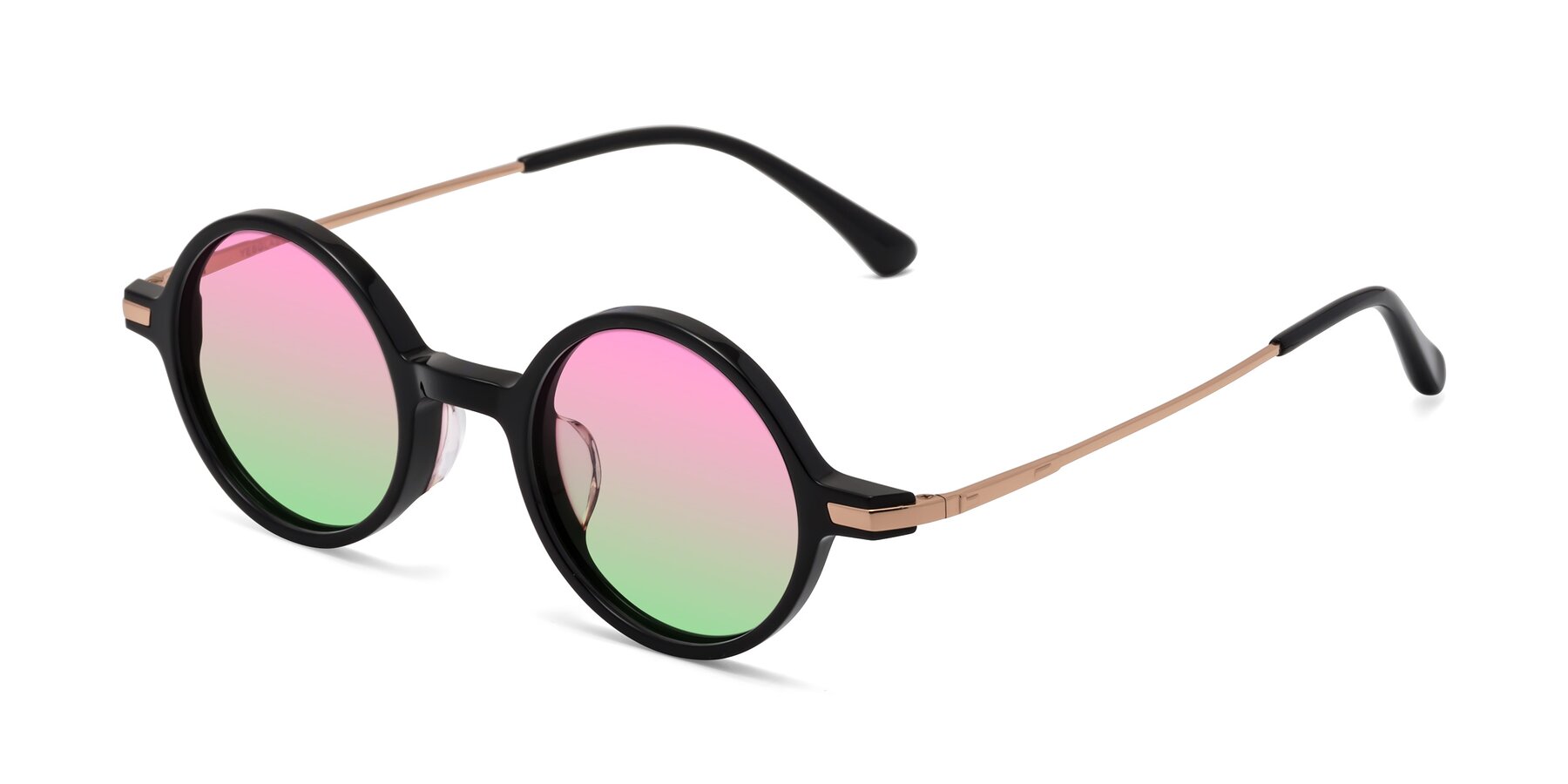 Angle of Coins in Black with Pink / Green Gradient Lenses